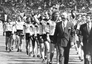 Coventry City FC team enter the arena in readiness for the start of the FA Cup at Coventry City FC team enter the arena in readiness for the start of the FA Cup at