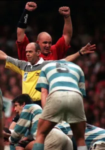 Craig Quinnell celebrates at the end of match October 1999 in the opening match of Craig Quinnell celebrates at the end of match October 1999 in the opening match of