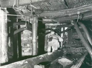 The cramped conditions at Ellington Colliery, near the pit's most productive face The cramped conditions at Ellington Colliery, near the pit's most productive face