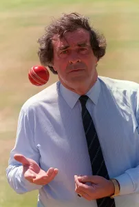Cricketer Fred Truman in July 1990 with cricket ball Cricketer Fred Truman in July 1990 with cricket ball