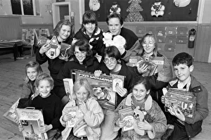 Images Dated 4th December 1991: Crosland Hill Methodist Church collecting toys for Examiner Christmas Toy appeal