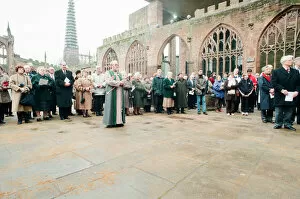 Images Dated 12th February 1999: The Cross and Orb on show at Coventry Cathedral during service of reconciliation