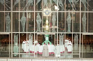 Images Dated 12th February 1999: The Cross and Orb on show at Coventry Cathedral during service of reconciliation