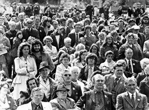 Part of the crowd listening to the speakers at Bedlington Miners Picnic in 1974