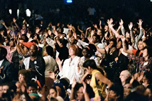 Images Dated 21st June 1992: Crowds listening to Maurice Cerullo, an American pentecostal televangelist during his