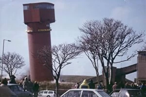 Crowds watch the demolition of Westoe Colliery, South Shields in April 1994