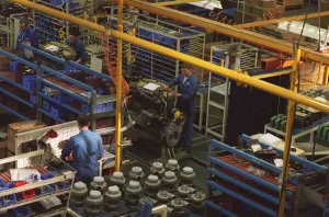 Images Dated 23rd February 1996: Cummins factory at Shotts interior of building showing men at work at machinery Plant to