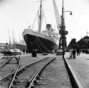 The Cunard liner Mauretania II on arrival at Southampton. 10th May 1960 The Cunard liner Mauretania II on arrival at Southampton. 10th May 1960