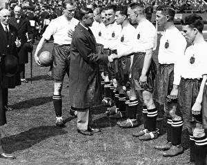 Cup Final Bolton play at Wembley in 1929 against Portsmouth The players meet the Prince Cup Final Bolton play at Wembley in 1929 against Portsmouth The players meet the Prince