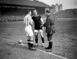 Cup Final at Chelsea. Aston Villa 1 v. Huddersfield 0. Captains shake hands A Cup Final at Chelsea. Aston Villa 1 v. Huddersfield 0. Captains shake hands A