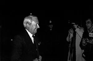 Current Conservative Party leader Edward Heath arrives for a debate on the leadership of
