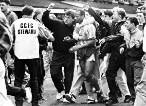 Cyrille Regis is surrounded by adoring Sky Blue fans at the end of his last home game for Cyrille Regis is surrounded by adoring Sky Blue fans at the end of his last home game for