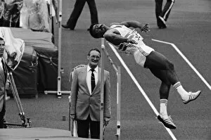 Images Dated 12th August 1983: Daley Thompson leaps over the high jump on his way to winning the Decathlon Gold medal in