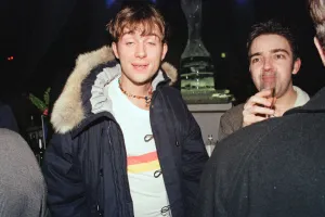 Damon Albarn, lead singer of the British rock band Blur at the Brit Music Awards at Earls Damon Albarn, lead singer of the British rock band Blur at the Brit Music Awards at Earls