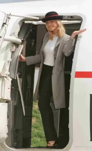 Dani Behr inspecting Concorde at British Airways Heathrow base prior to the start of Dani Behr inspecting Concorde at British Airways Heathrow base prior to the start of