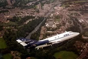 Images Dated 24th September 1996: A Dassault Falcon 20 aircraft over Durham Cathedral and city