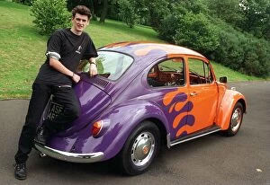 Images Dated 7th August 1998: David Campbell and his Volkswagen Beetle August 1998