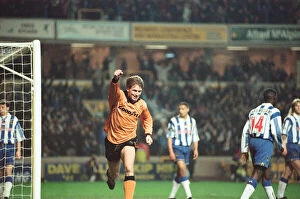 Images Dated 8th February 1995: David Kelly celebrates his goal against Sheffield Wednesday in the FA Cup to put Wolves