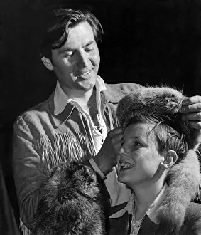 Davy Crockett presents a Hat to Young Joe Chesney Art