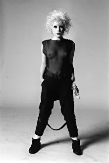Debi Wilson wearing black Punk fashion Transparent black top and black trousers Debi Wilson wearing black Punk fashion Transparent black top and black trousers