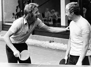 Denis Law and Jimmy Johnstone June 1974 playing table tennis