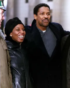 Images Dated 1st March 1990: Denzel Washington American Actor out with his wife Pauletta Dbase