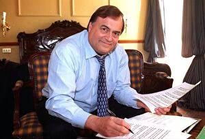 Images Dated 9th September 1997: Deputy Prime Minister John Prescott seen here working on a speech during a visit to