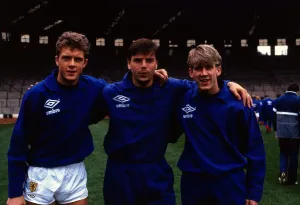 00229 Gallery: Derek Whyte with Graeme Sharp & Gary Mackay 1987
