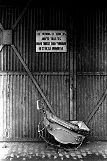 Dereliction along the quayside in Newcastle. An abandoned pram Dereliction along the quayside in Newcastle. An abandoned pram