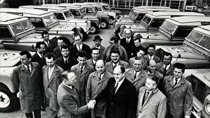 Images Dated 13th May 1971: Destination Rumania... Mr R.L. Richter (left Centre), Rover European sales manager