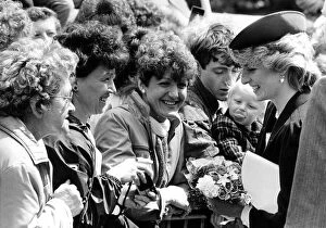 Images Dated 27th June 1985: Diana, Princes of Wales chats to the smiling crowd. Huge crowds greeted the Prince