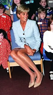 Diana Princess Of Wales Collection: Diana, Princes of Wales visits children at the Royal Brompton Hospital in West London