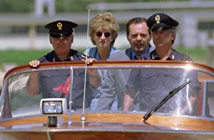 Diana, Princess of Wales arrives in the Italian city of Venice by boat Diana, Princess of Wales arrives in the Italian city of Venice by boat