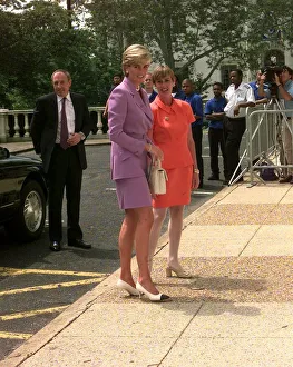 Diana, Princess of Wales arrives at the Red Cross Headquarters in Washington DC where she Diana, Princess of Wales arrives at the Red Cross Headquarters in Washington DC where she