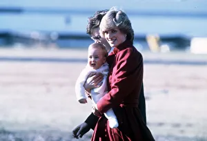 Diana, Princess of Wales carries baby Prince William at Aberdeen Airport Diana, Princess of Wales carries baby Prince William at Aberdeen Airport
