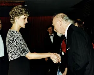 Diana, Princess of Wales is greeted by Irish singer Josef Locke as she arrives for Diana, Princess of Wales is greeted by Irish singer Josef Locke as she arrives for