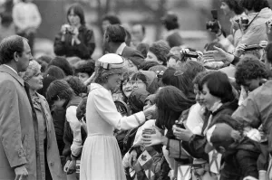 Diana, Princess of Wales greets crowds at a walkabout in Halifax, Canada. 14th June 1983 Diana, Princess of Wales greets crowds at a walkabout in Halifax, Canada. 14th June 1983