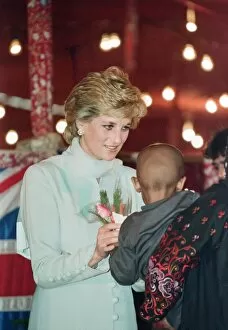 Diana Princess Of Wales Collection: Diana, Princess of Wales, pictured during a visit to the Shaukat Khanum Memorial Hospital