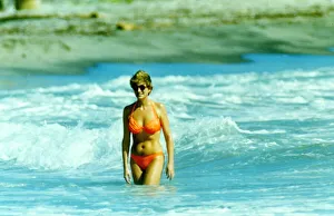 Diana, Princess of Wales in the water at Indian Castle Beach during her Nevis Diana, Princess of Wales in the water at Indian Castle Beach during her Nevis