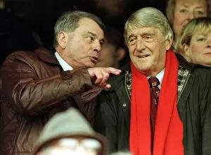 Images Dated 26th April 1997: Dicky Bird former cricket umpire sits with Michael Parkinson television / radio presenter