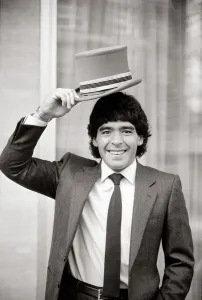 Diego Maradona - Football Player - May 1986 wearing suit and tie Diego Maradona - Football Player - May 1986 wearing suit and tie