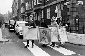 Images Dated 14th October 1970: Distinguished british women pictured with their own portraits by Zsuzsi Roboz for