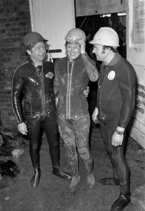 Well diver, Sally Manson. February 1975 75-00667 Well diver, Sally Manson. February 1975 75-00667