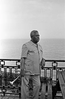 Images Dated 15th July 1989: Dizzy Gillespie seen here on the roof of the Leas Cliff Hall, Folkestone