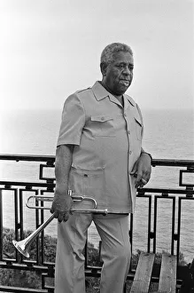 Images Dated 15th July 1989: Dizzy Gillespie seen here on the roof of the Leas Cliff Hall, Folkestone