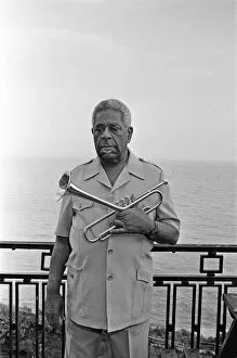 Images Dated 15th July 1989: Dizzy Gillespie seen here on the roof of the Leas Cliff Hall, Folkestone