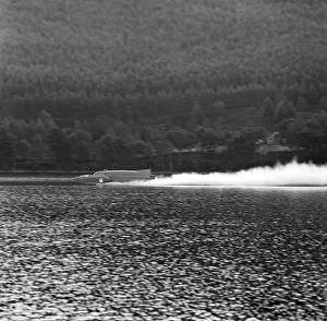 Donald Campbell, takes BlueBird for a run on Coniston Water, 4th November 1958 Donald Campbell, takes BlueBird for a run on Coniston Water, 4th November 1958