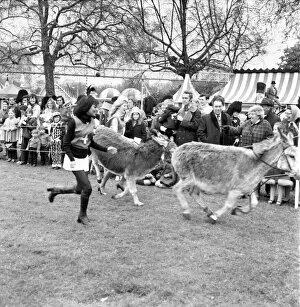 Images Dated 1st April 1972: Donkey Derby held for charity at Festival Gardens. April 1972 72-04585