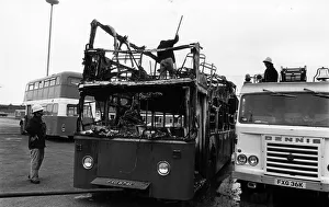 Double Decker Bus completely burnt out, driver Ann Mossman Double Decker Bus completely burnt out, driver Ann Mossman