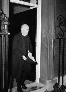 Dr Geoffrey Fisher, Archbishop of Canterbury, at 10 Downing Street Dr Geoffrey Fisher, Archbishop of Canterbury, at 10 Downing Street
